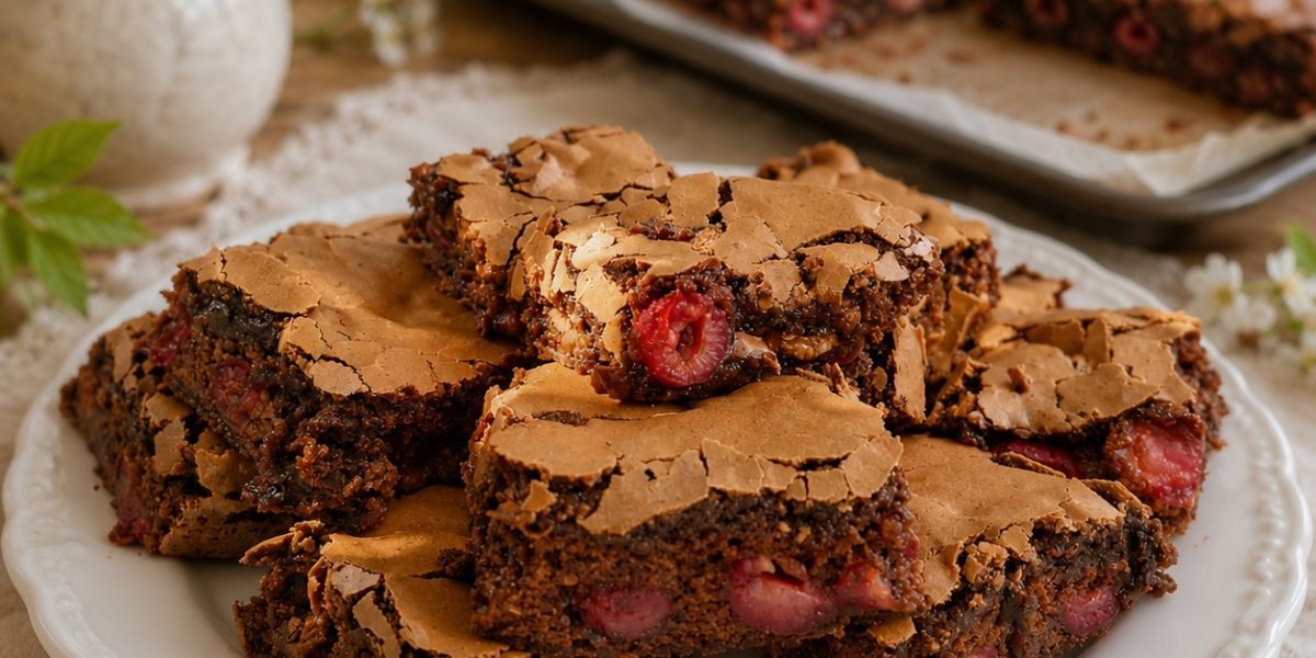 Babičkino čerešňové brownie – vláčny čokoládový koláč plný šťavnatých čerešní