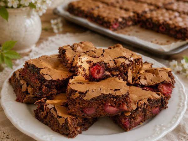 Babičkino čerešňové brownie – vláčny čokoládový koláč plný šťavnatých čerešní