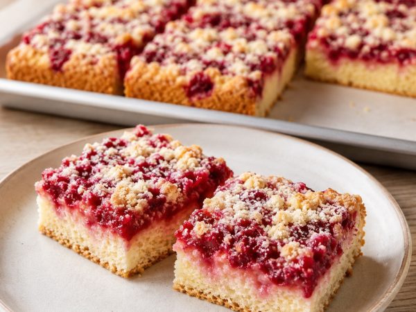 Jahodový koláč s posýpkou: jednoduchý babičkin recept z plechu