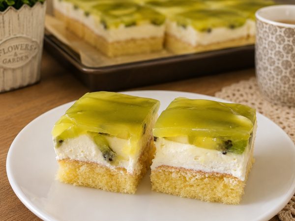 Babičkin svieži kiwi zákusok – ľahký krémový koláč s ovocím a želatínou