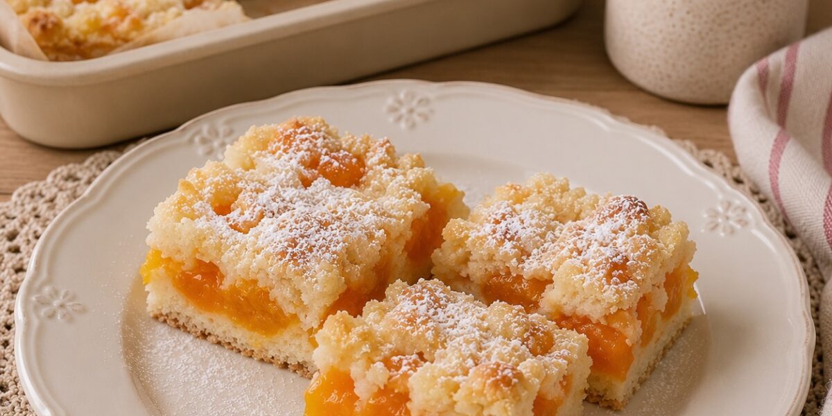 Nadýchaný jogurtový koláč s marhuľami a posýpkou – rýchly domáci recept